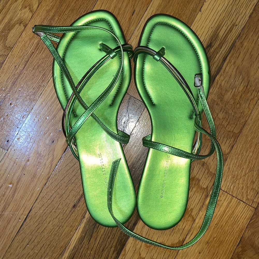 Banana Republic Green Metallic Sandals